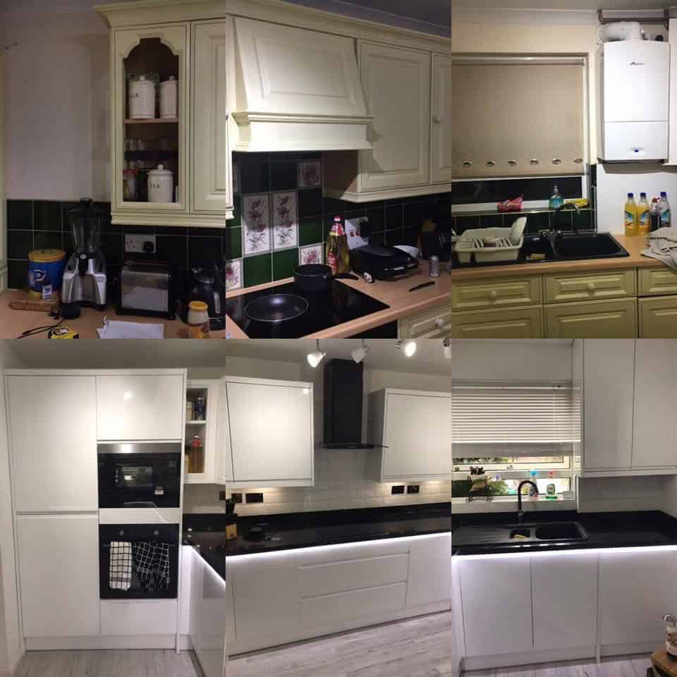 Custom kitchen cabinets with elegant cream finishes and modern design. Expert carpentry services for.